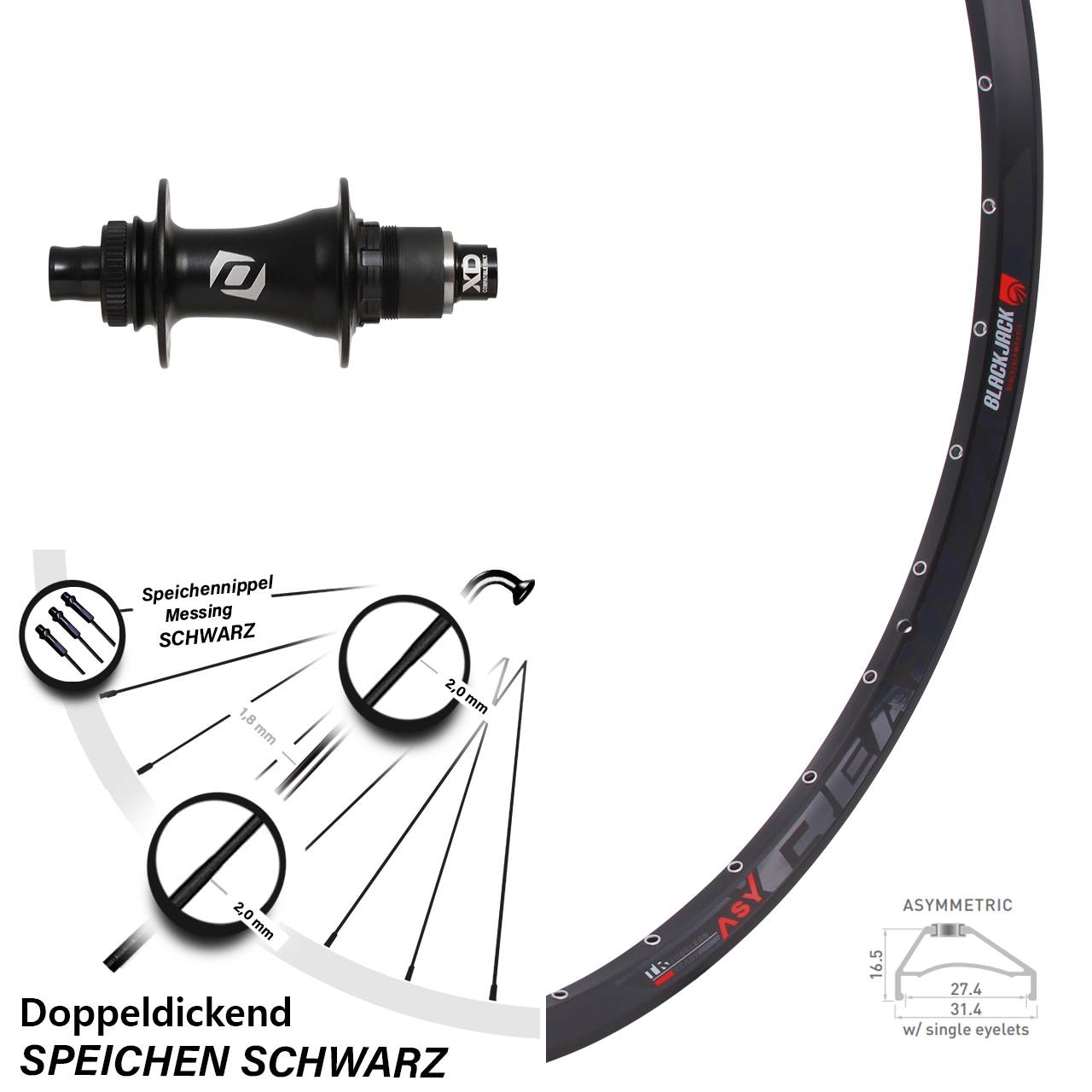 27,5 Zoll Hinterrad Syncros Boost Sram XD Rodi Ready 27 Centerlock