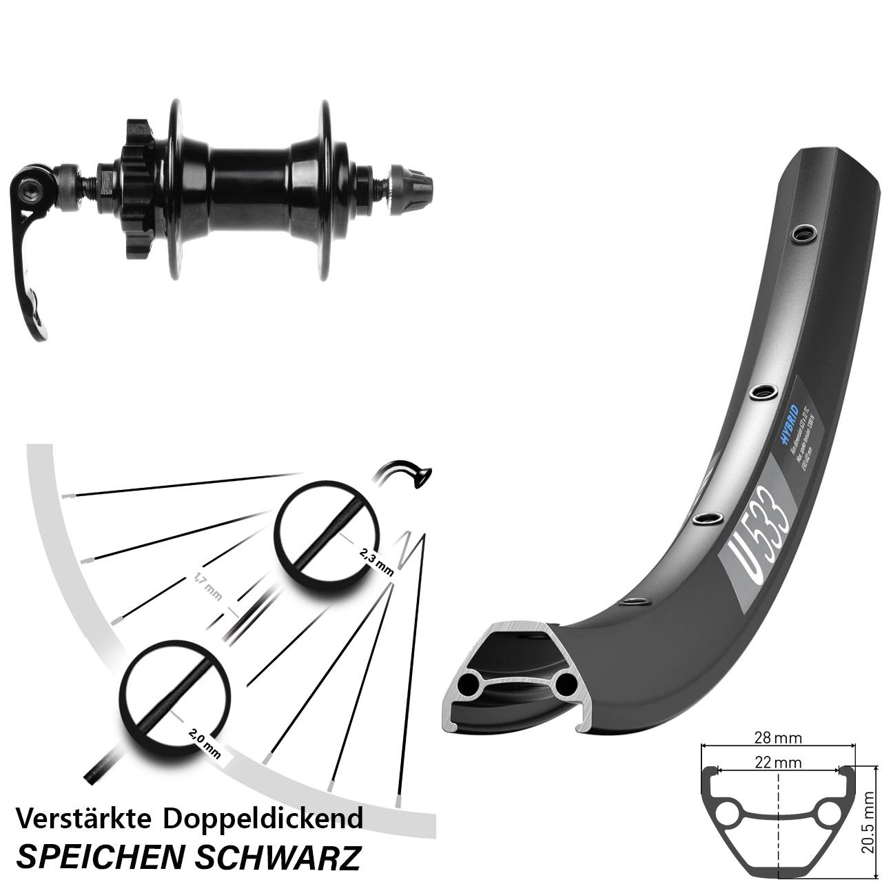 DT Swiss U533 Novatec 28-29 Zoll Vorderrad 6-Loch QR