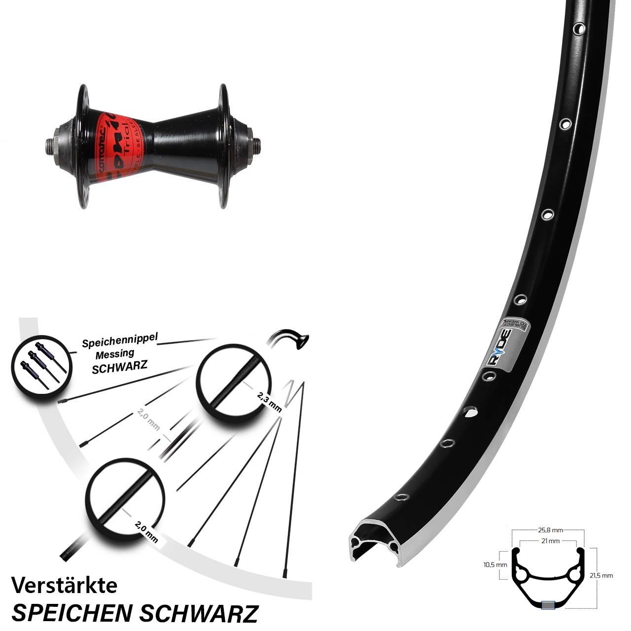 28 Zoll Ryde ZAC 421 Formula Vorderrad für Schnellspanner