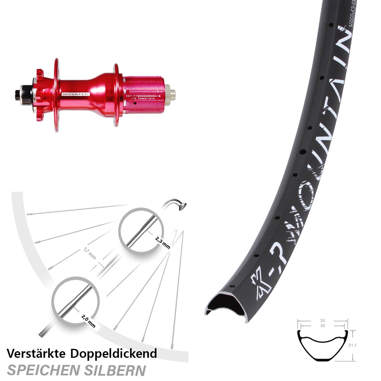 Hinterrad 6-Loch für Schnellspanner 29 Zoll KX-R Mountain Novatec D792 8-12 fach