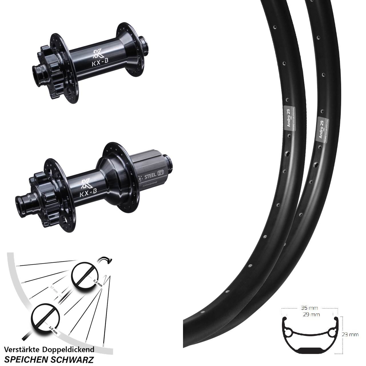Laufradsatz 6-Loch 15x110 12x148 Ryde Andra 29 Zoll KX-BS 8-12 fach