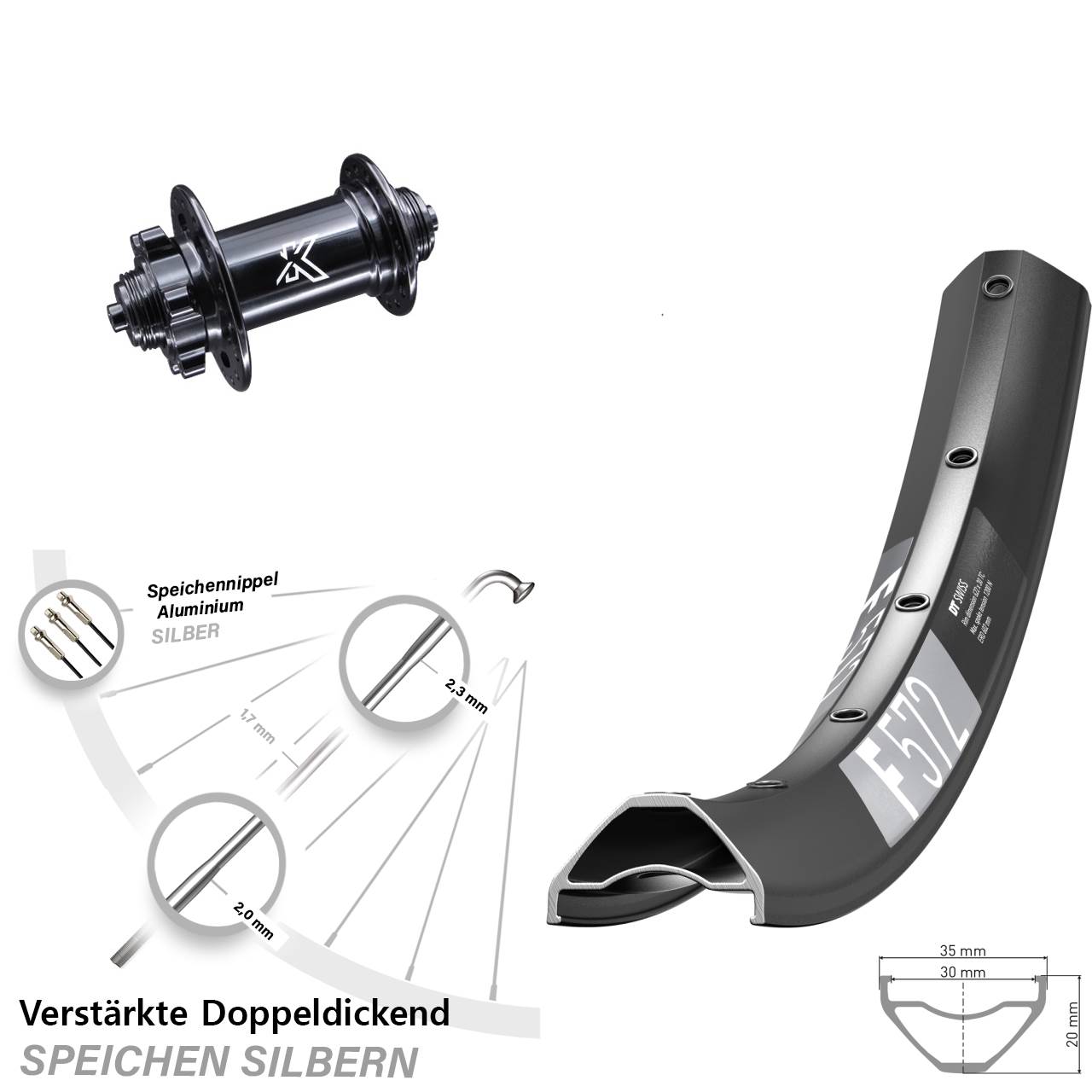 DT Swiss F 572 KX-M 29 Zoll Disc Vorderrad für Schnellspanner