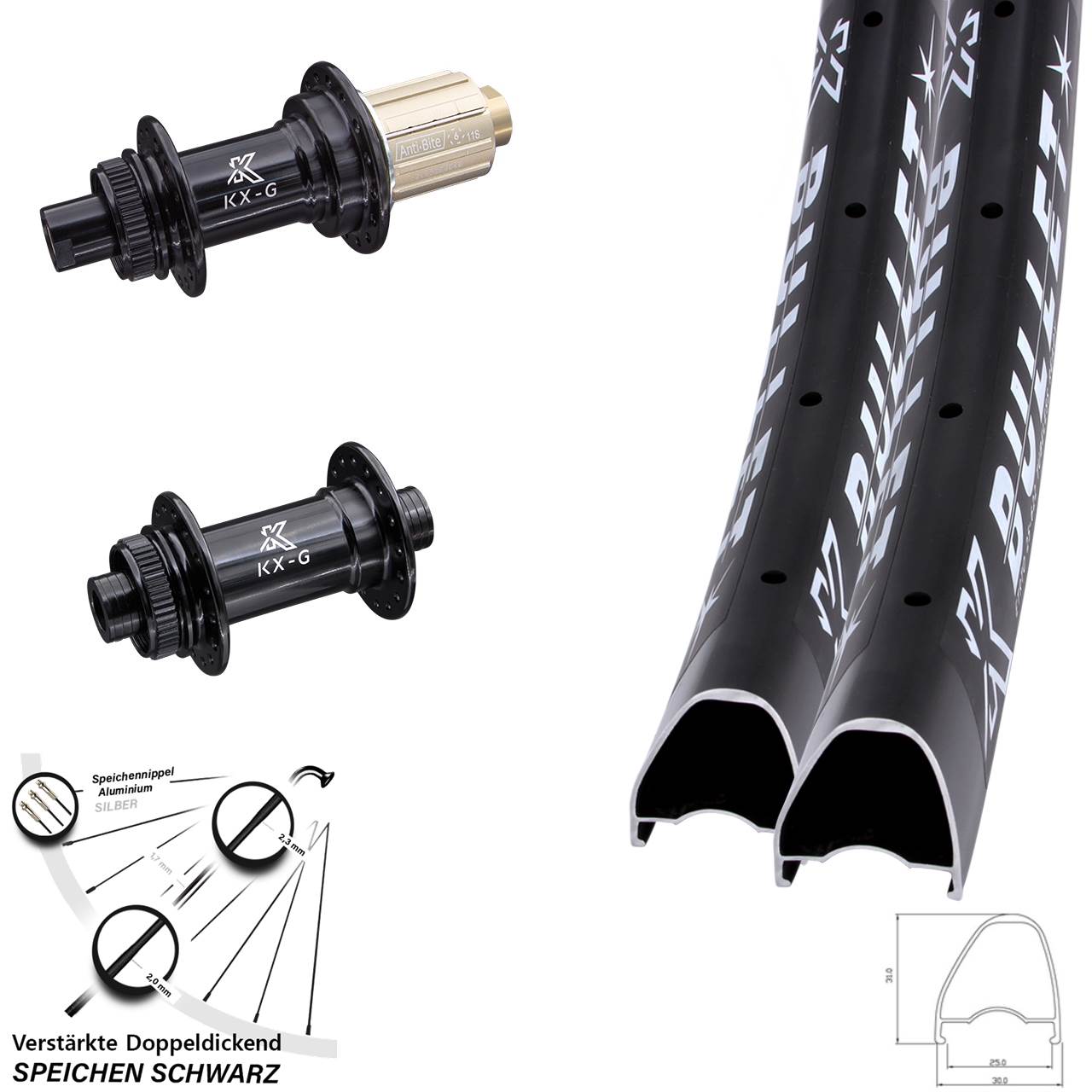 Disc Laufradsatz 12x100/142 29 Zoll KX-G Bullet OS 8-12 fach