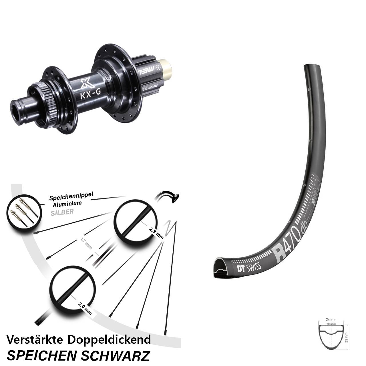 28 Zoll DT Swiss R 470 KX-G Centerlock Hinterrad 12x142 Campagnolo N3W