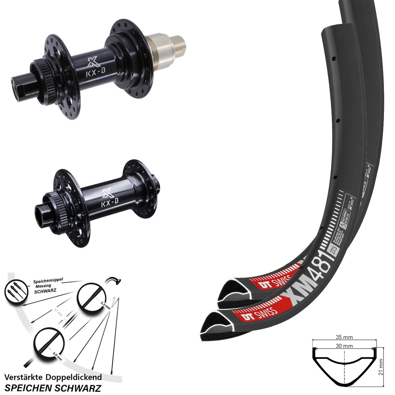 Boost Disc Laufrad-Satz 15x110 12x148 27,5 Zoll DT Swiss XM 481 KX-B XD