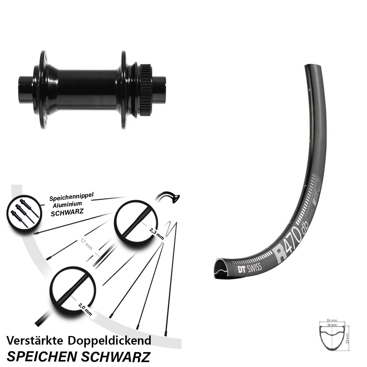 Vorderrad Centerlock 12x100 28 Zoll DT Swiss R 470 Formula CL-712