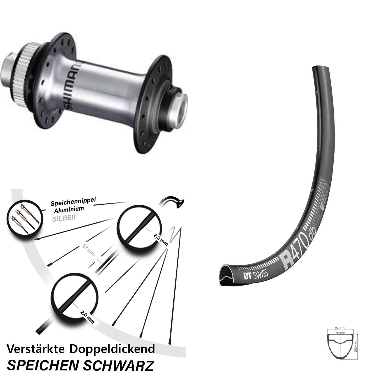Disc Vorderrad 12x100 28 Zoll DT Swiss R 470 Shimano RS770