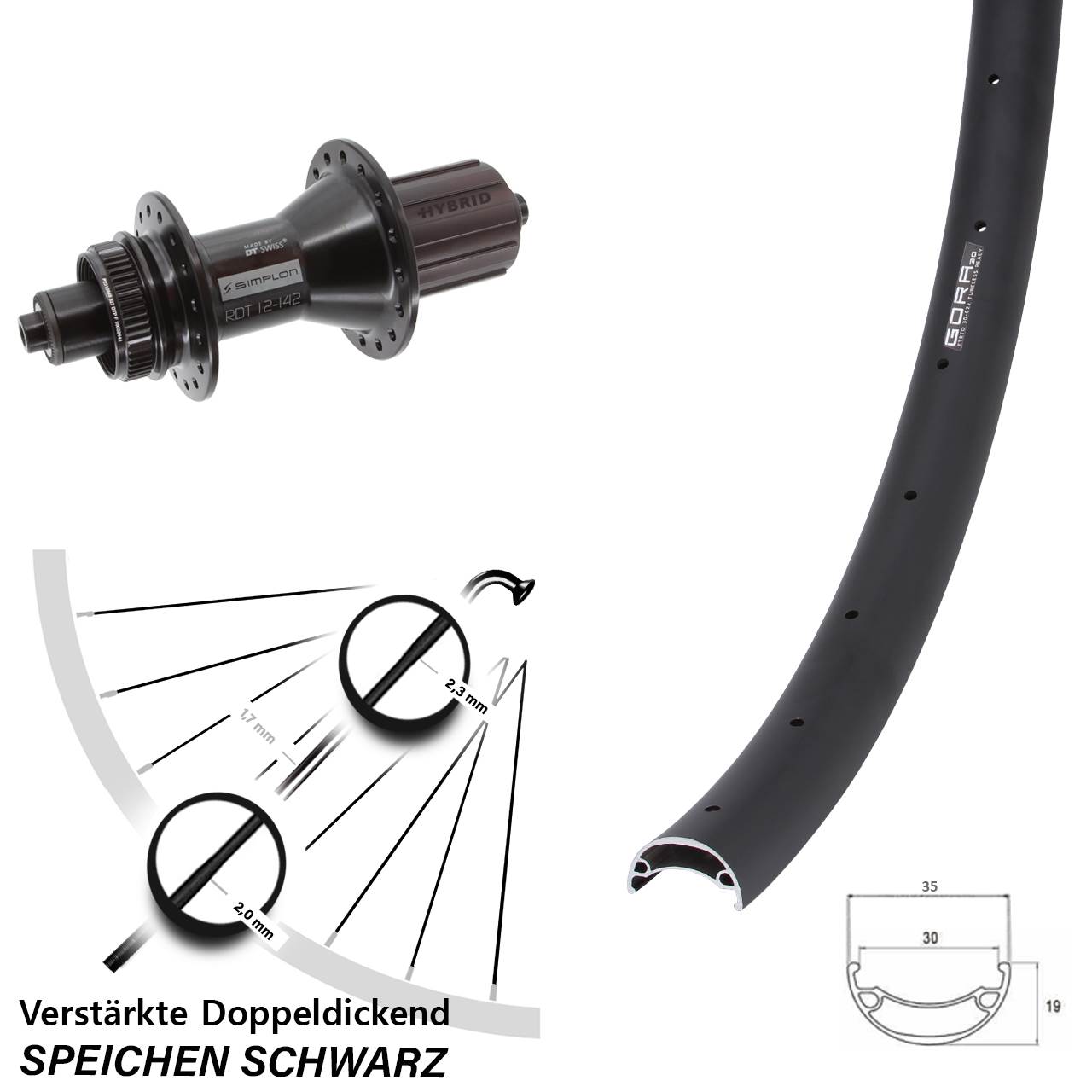 Centerlock Hinterrad 26 Zoll Gora 30 DT Swiss 370 Hybrid 8-11 fach HG für Schnellspanner