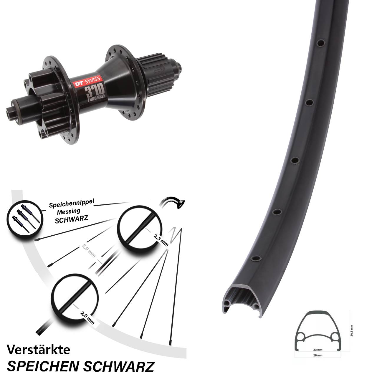 29 Zoll Ambrosio Sport DT Swiss 370 Hybrid Disc Hinterrad QR Micro Spline