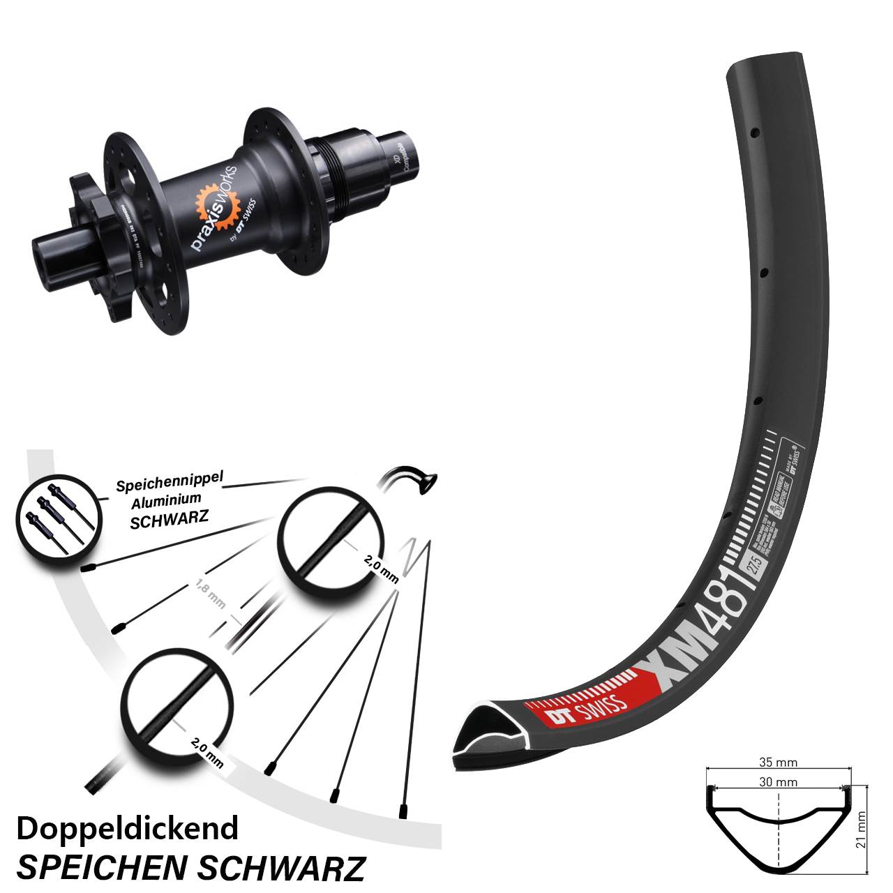 Disc Laufrad 27,5 Zoll DT Swiss XM 481-350 SRAM XD 12x142