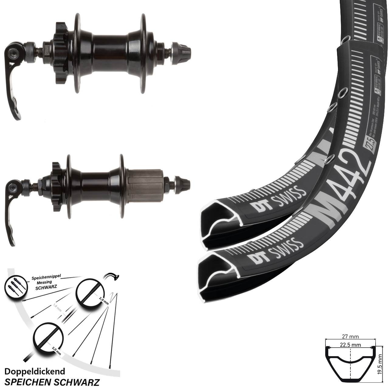 Laufradsatz 6-Loch QR 29 Zoll DT Swiss M 442 Novatec 8-11 fach