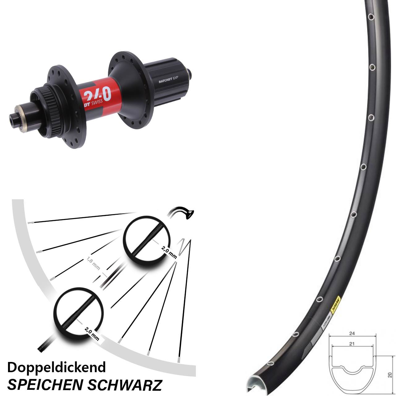 Mavic XC621 DT Swiss 240 28-29 Zoll Hinterrad Centerlock für Schnellspanner 11-12 fach HG