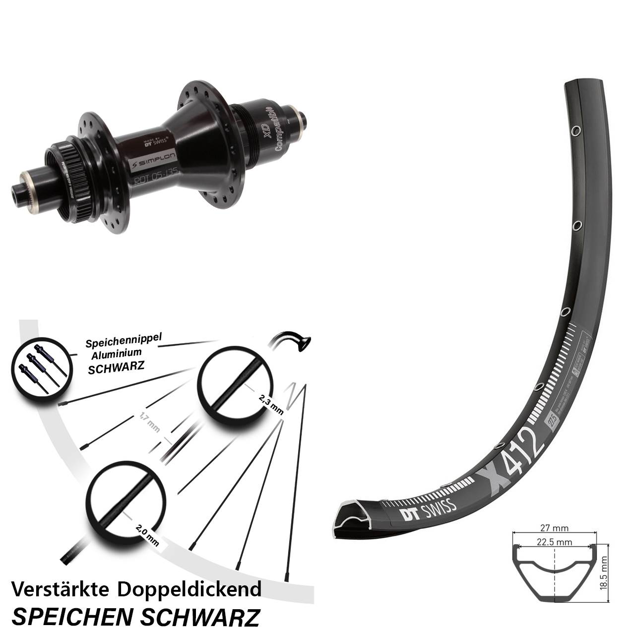 Disc Laufrad 29 Zoll DT Swiss X 412-370 SRAM XD für Schnellspanner