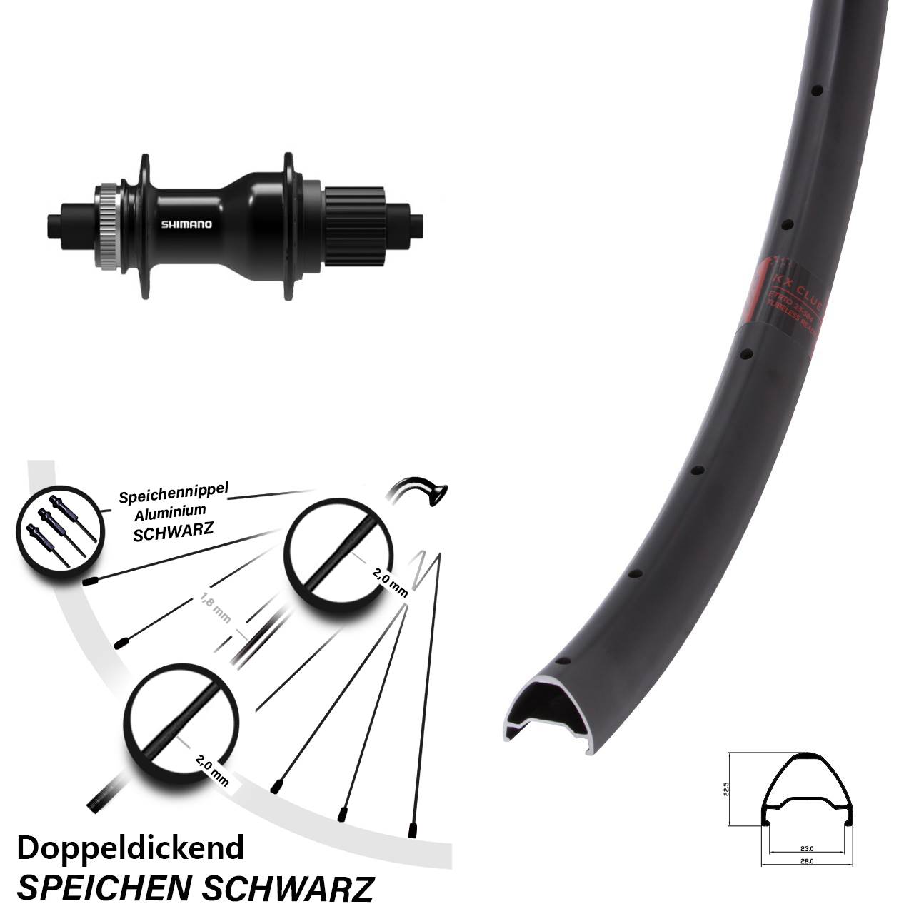 Disc Hinterrad 650B KX Clue Shimano FH-QC500 Shimano Micro Spline QR