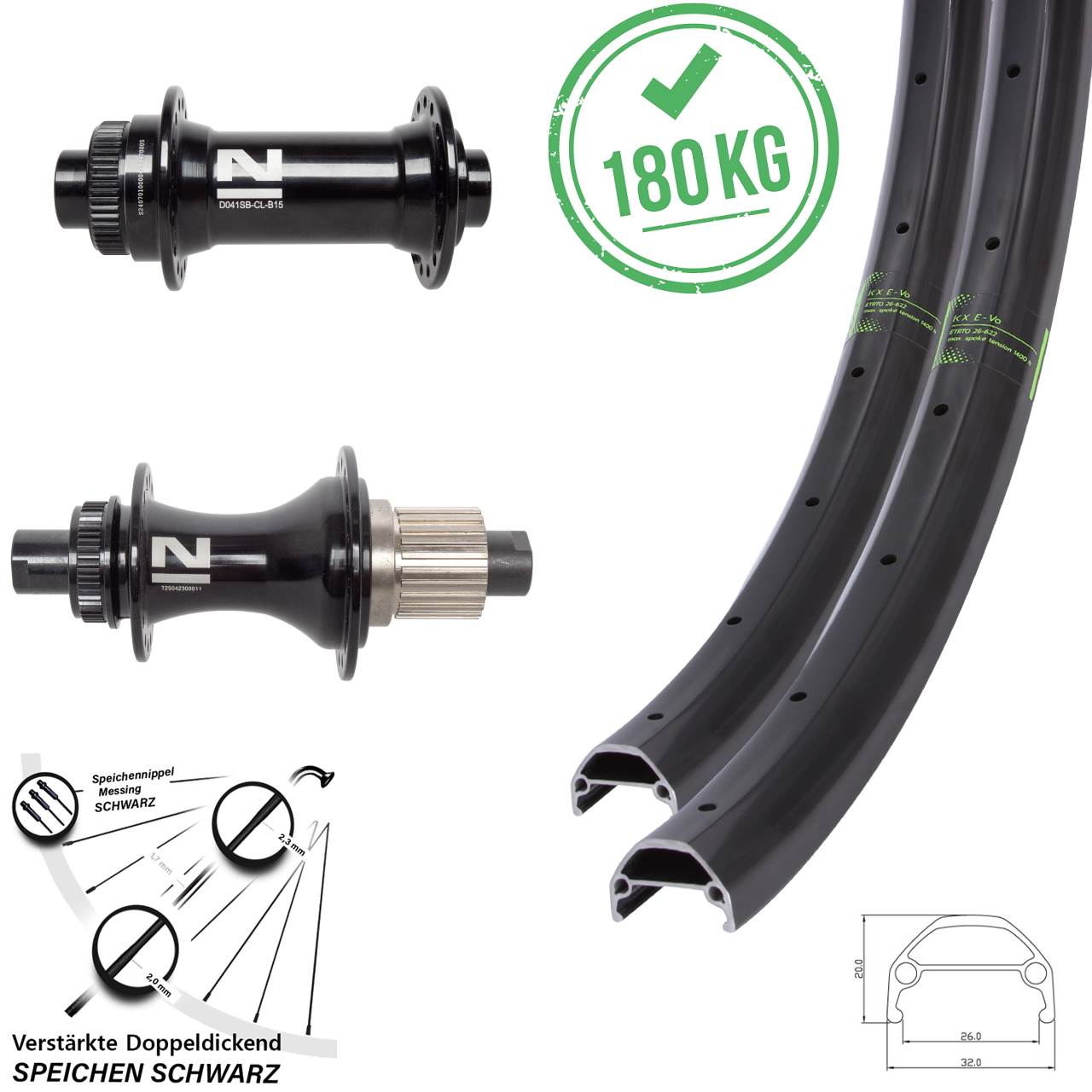 KX Evo Novatec D041 D462SB 26 Zoll Disc Laufradsatz Boost Micro Spline