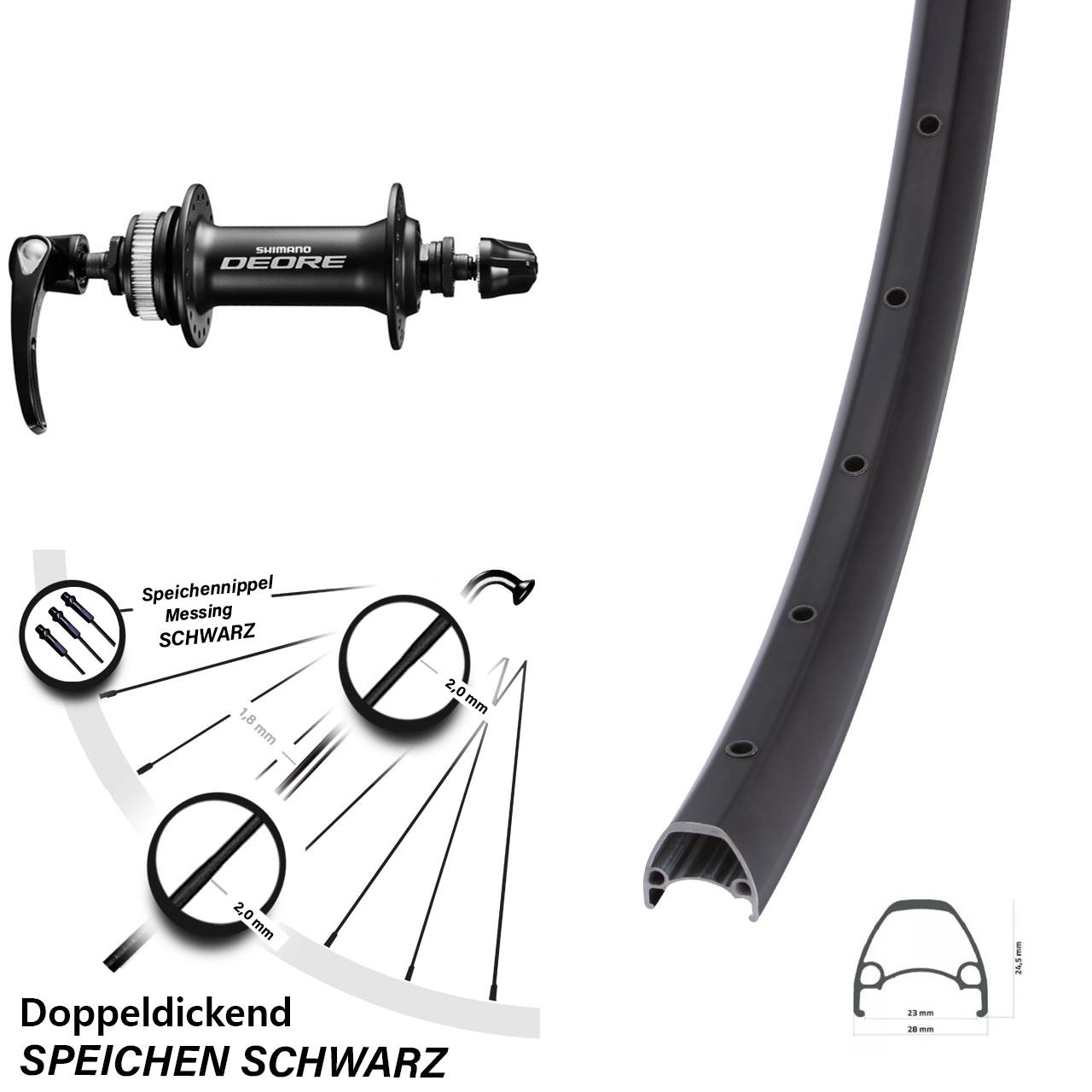 Ambrosio Sport Shimano Deore 28 Zoll Disc Vorderrad QR