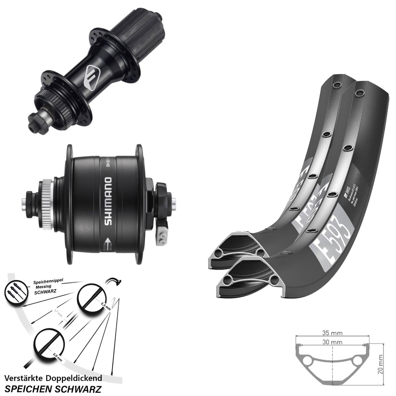 Centerlock Laufradsatz 29 Zoll DT Swiss E593 Formula CL52 Shimano DH-3D37 8-11 fach QR