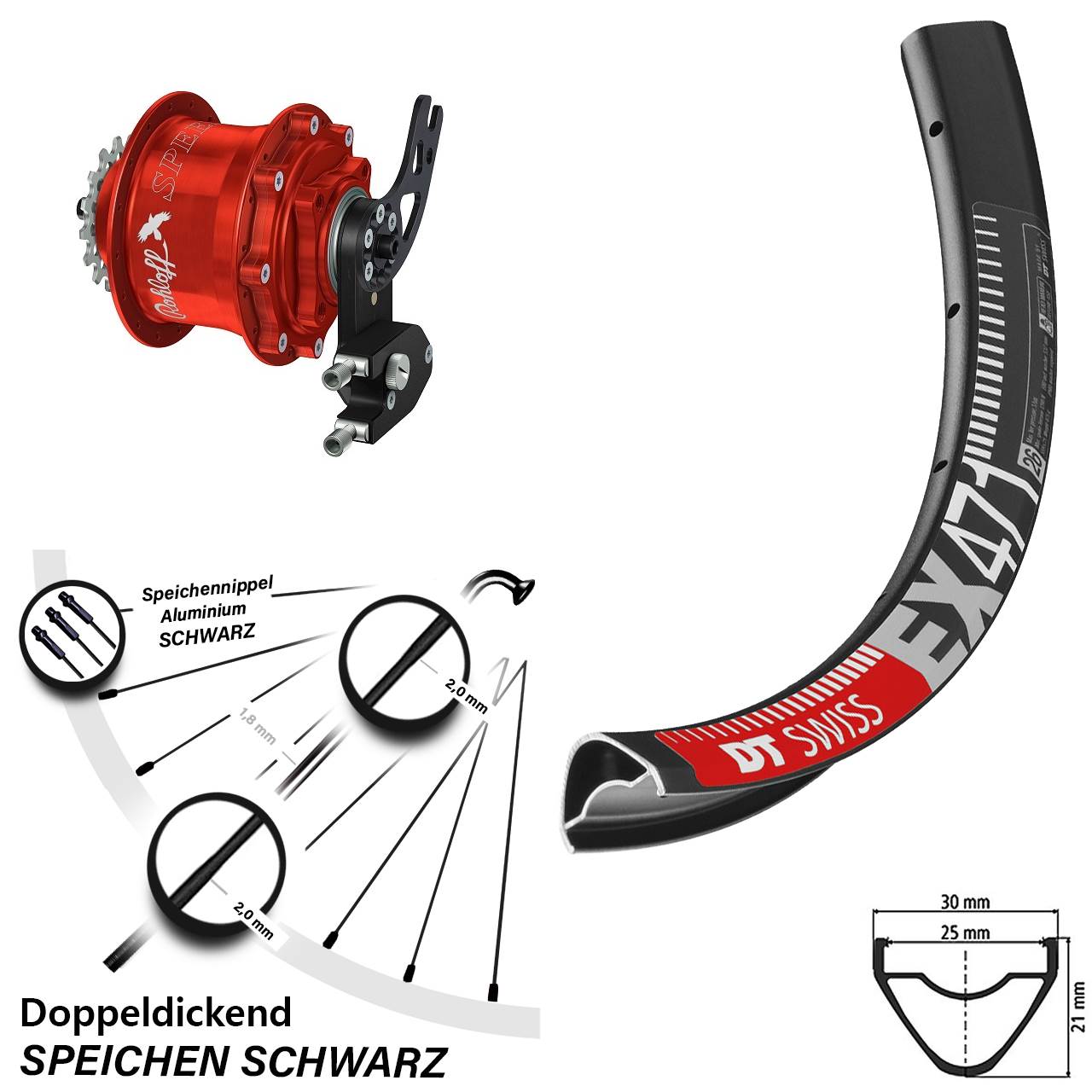 DT Swiss EX471 Rohloff Speedhub 500/14 CC DB PM rot 26 Zoll Disc Hinterrrad