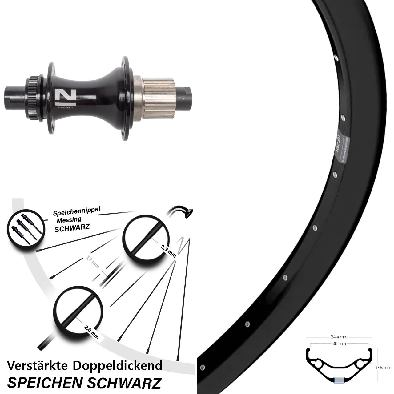 Hinterrad 29 Zoll Ryde Disc 30 Novatec D462SB Shimano Micro Spline 12x148