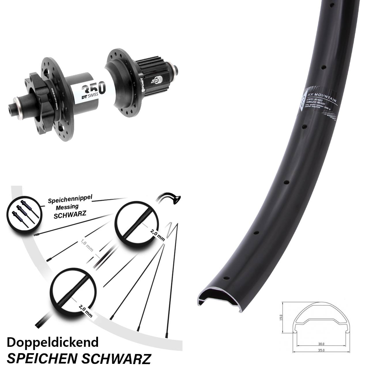Boost 6-Loch Hinterrad QR 29 Zoll KX Mountain TR DT Swiss 350 Shimano Micro Spline