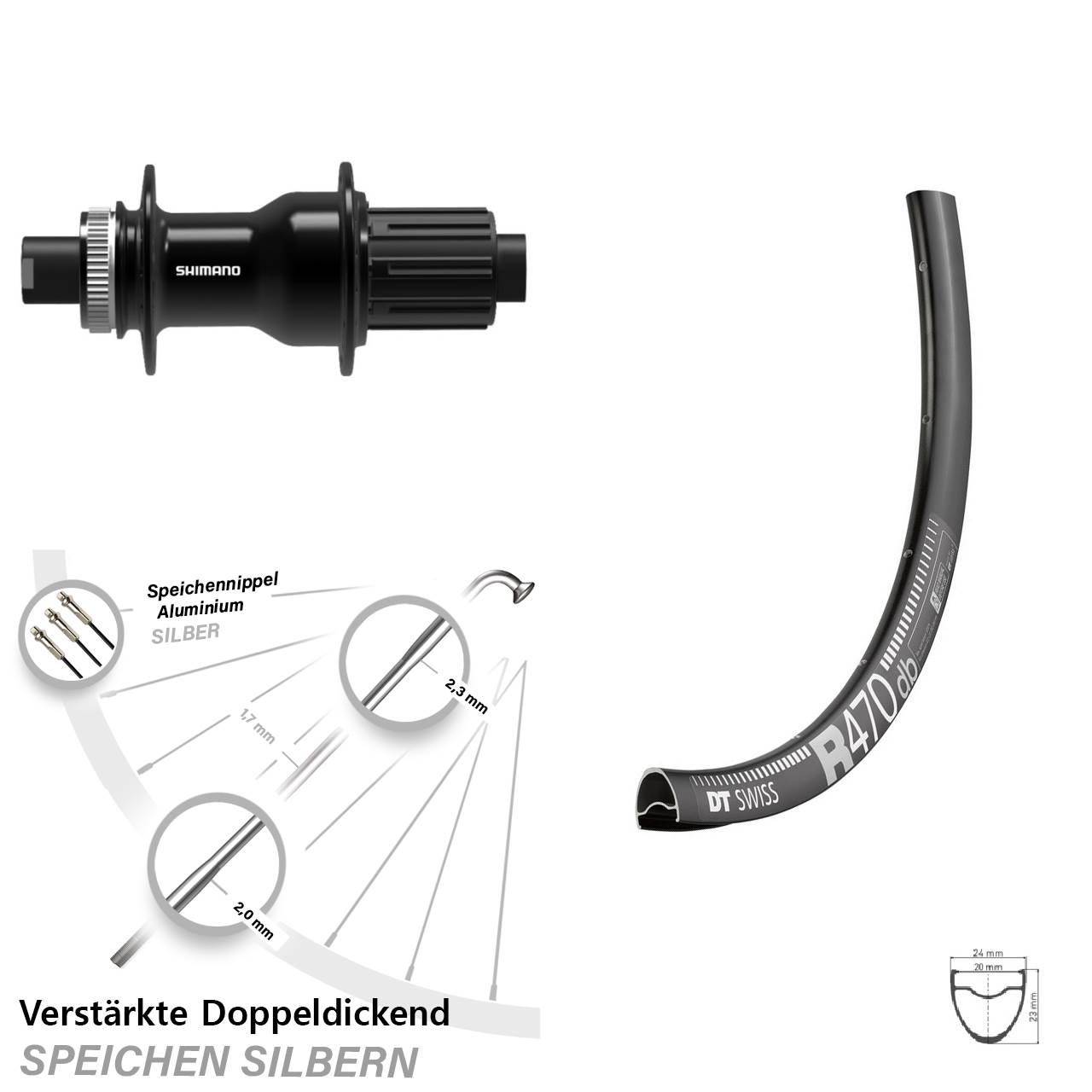 Disc Hinterrad 12x142 28 Zoll DT Swiss R470 Shimano FH-TC500 11-12 fach HG