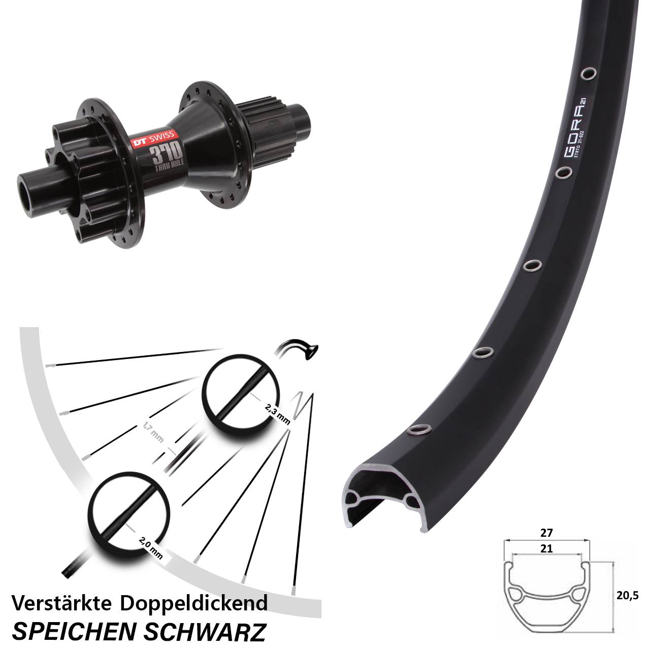 Hinterrad 6-Loch 28-29 Zoll Gora 21 DT Swiss 370 Micro Spline 12x142