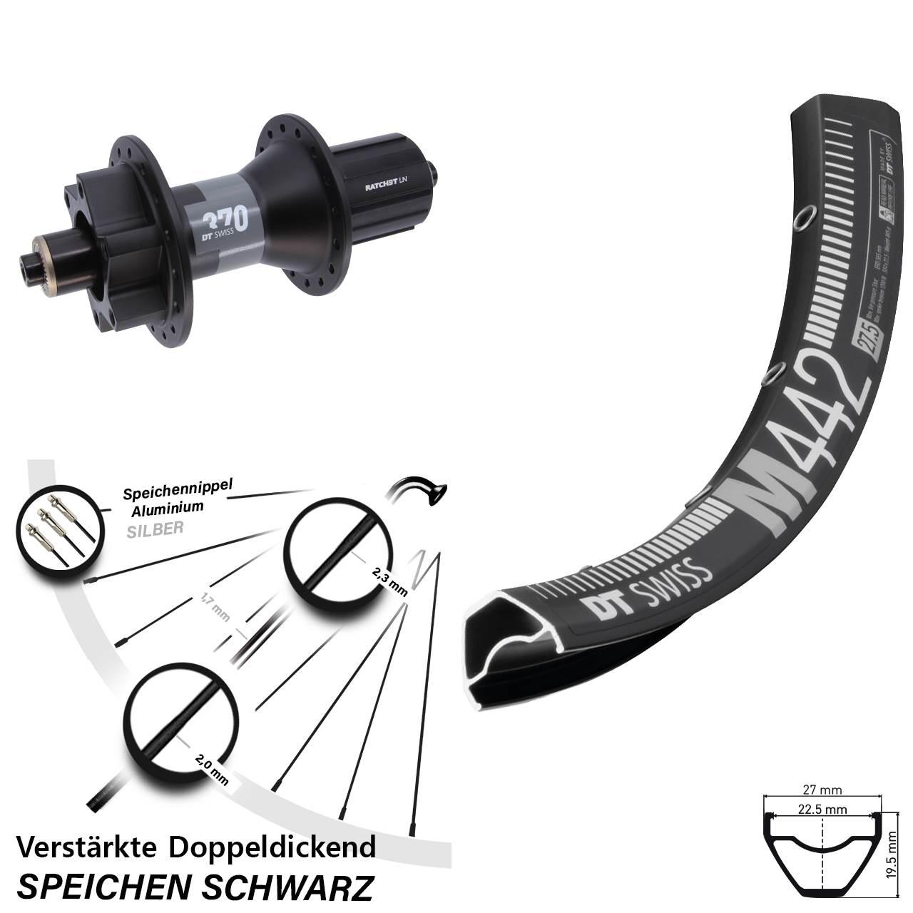 Disc Hinterrad 28-29 Zoll DT Swiss M 442-370 8-11 fach HG QR