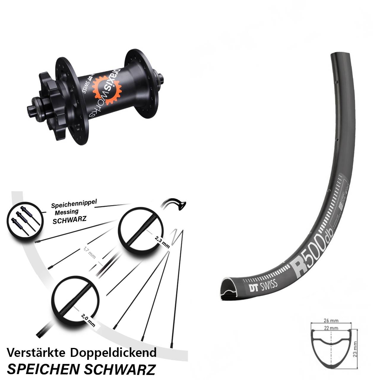 Disc Vorderrad für Schnellspanner 28-29 Zoll DT Swiss R 500-350 QR
