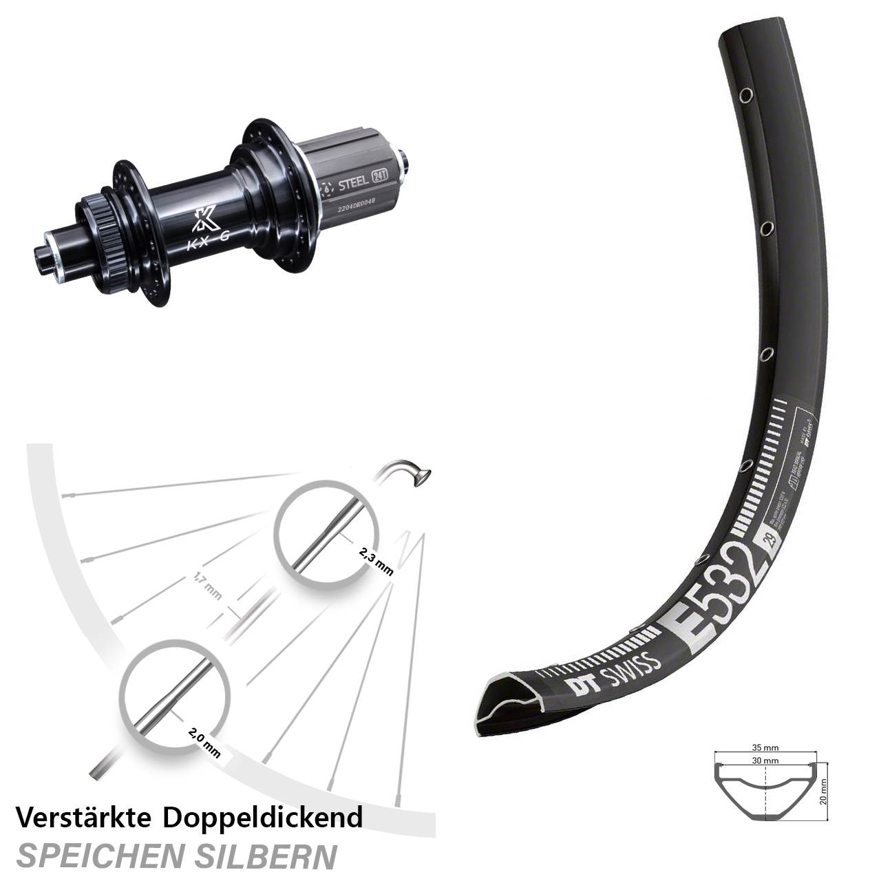 Disc Laufrad 29 Zoll DT Swiss E532 KX-GS 8-12 fach QR