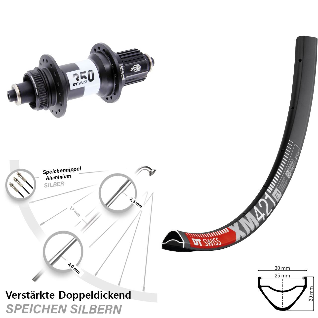 DT Swiss XM421-350 Ratchet 36 Centerl. 29 Zoll Hinterrad QR Shimano Micro Spline