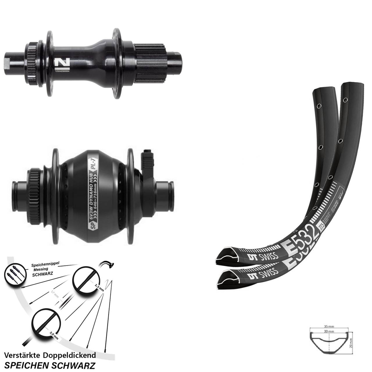 DT Swiss E532 Novatec D792 SP PL-7 27,5 Zoll Laufradsatz Disc 12x100/142 Micro Spline