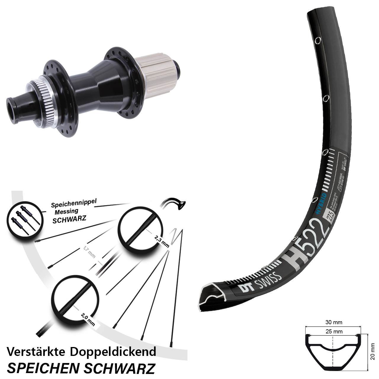 Centerlock Hinterrad 29 Zoll DT Swiss H522 Novatec CL142 8-12 fach HG 12x142