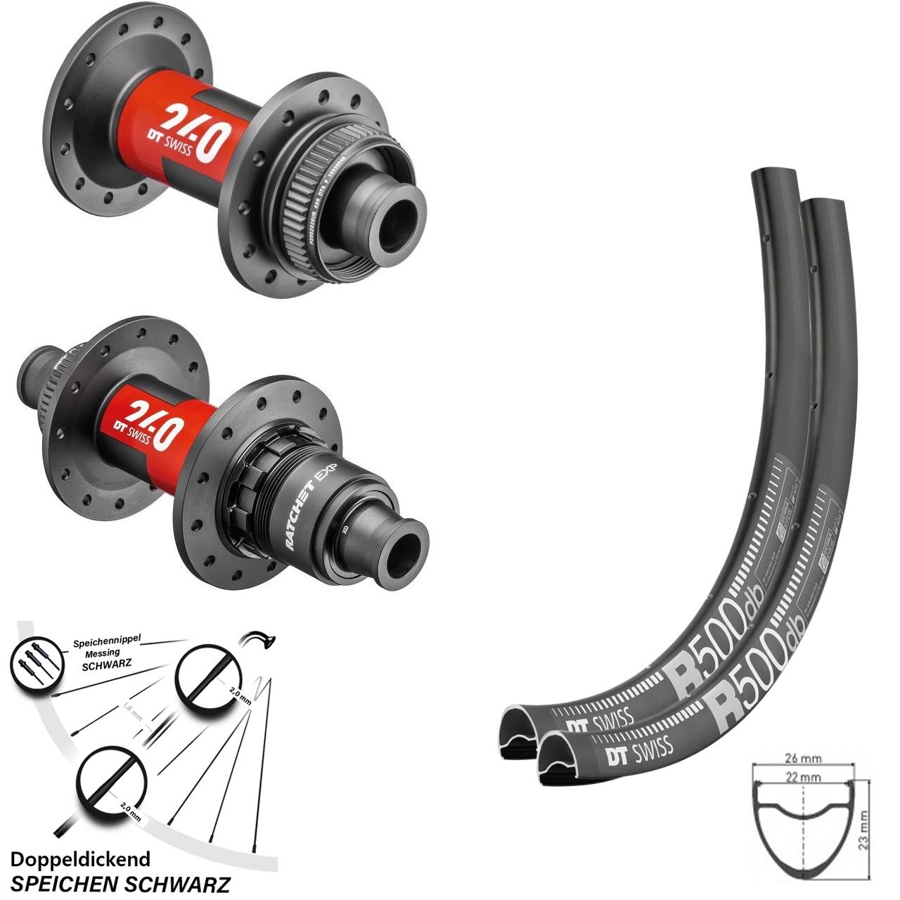 28 Zoll Laufradsatz DT Swiss 240 EXP 12 mm Steckachse Sram XD-R mit R 500