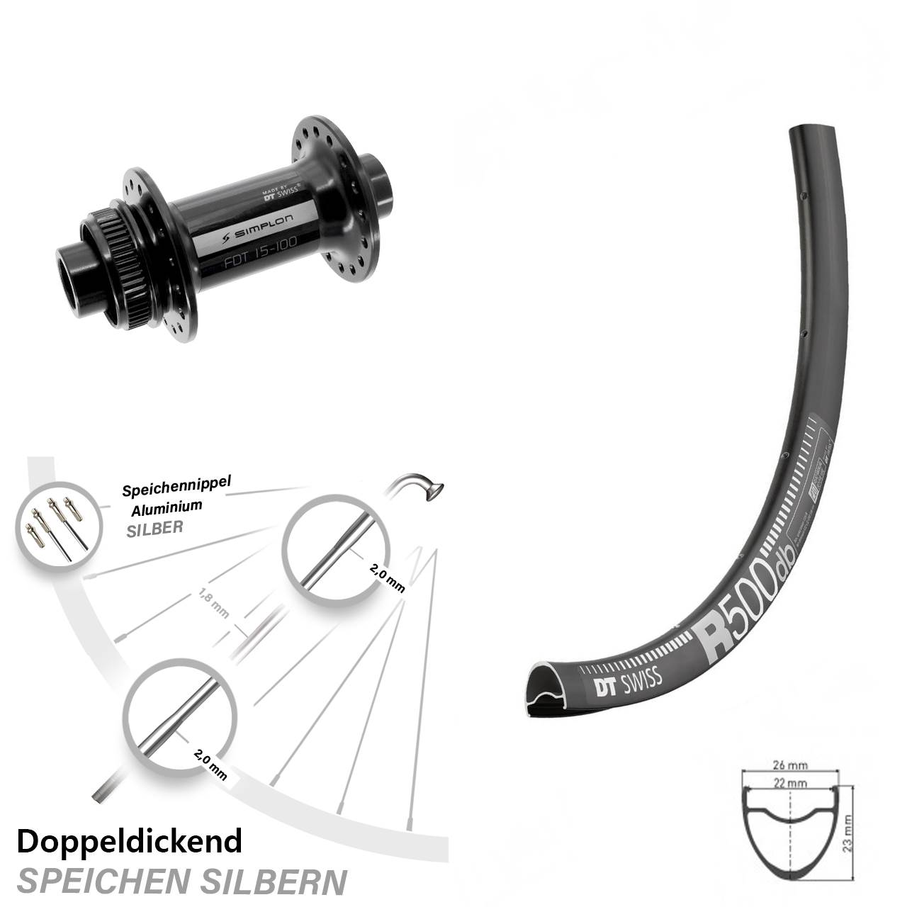 DT Swiss R500-370 28 Zoll Vorderrad 12x100 Centerlock
