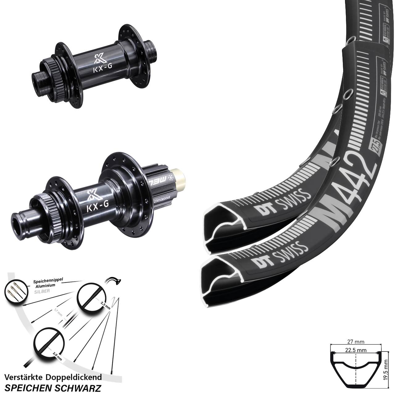 29 Zoll DT Swiss M 442 KX-G Centerlock Laufradsatz 15x100 12x142 Campagnolo N3W
