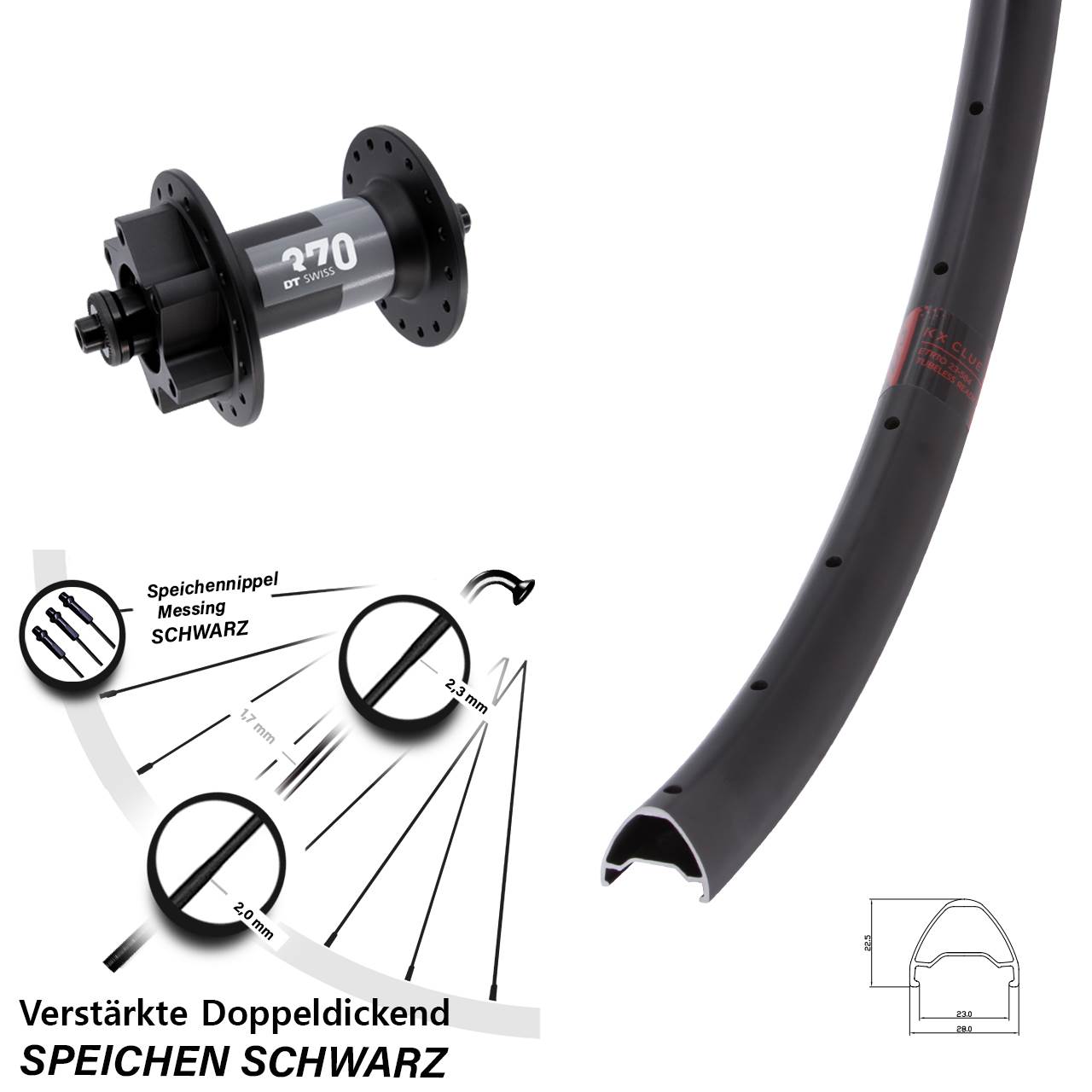 KX Clue DT Swiss 370 26 Zoll Disc Vorderrad für Schnellspanner