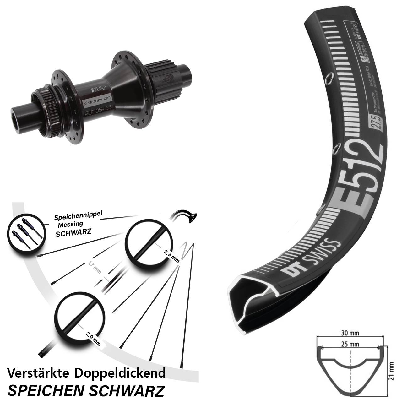 Centerlock Hinterrad 29 Zoll DT Swiss E512-370 Hybrid Micro Spline 12x142