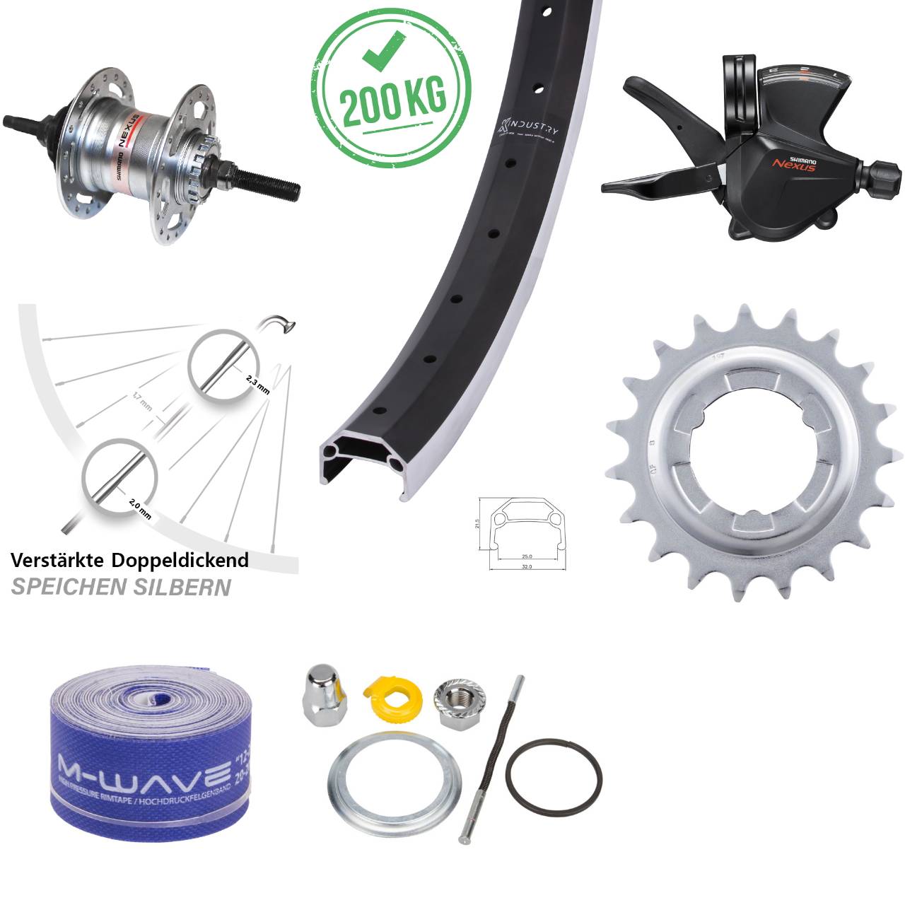 26 Zoll Hinterrad Shimano Nexus 3 Gang KX Industry