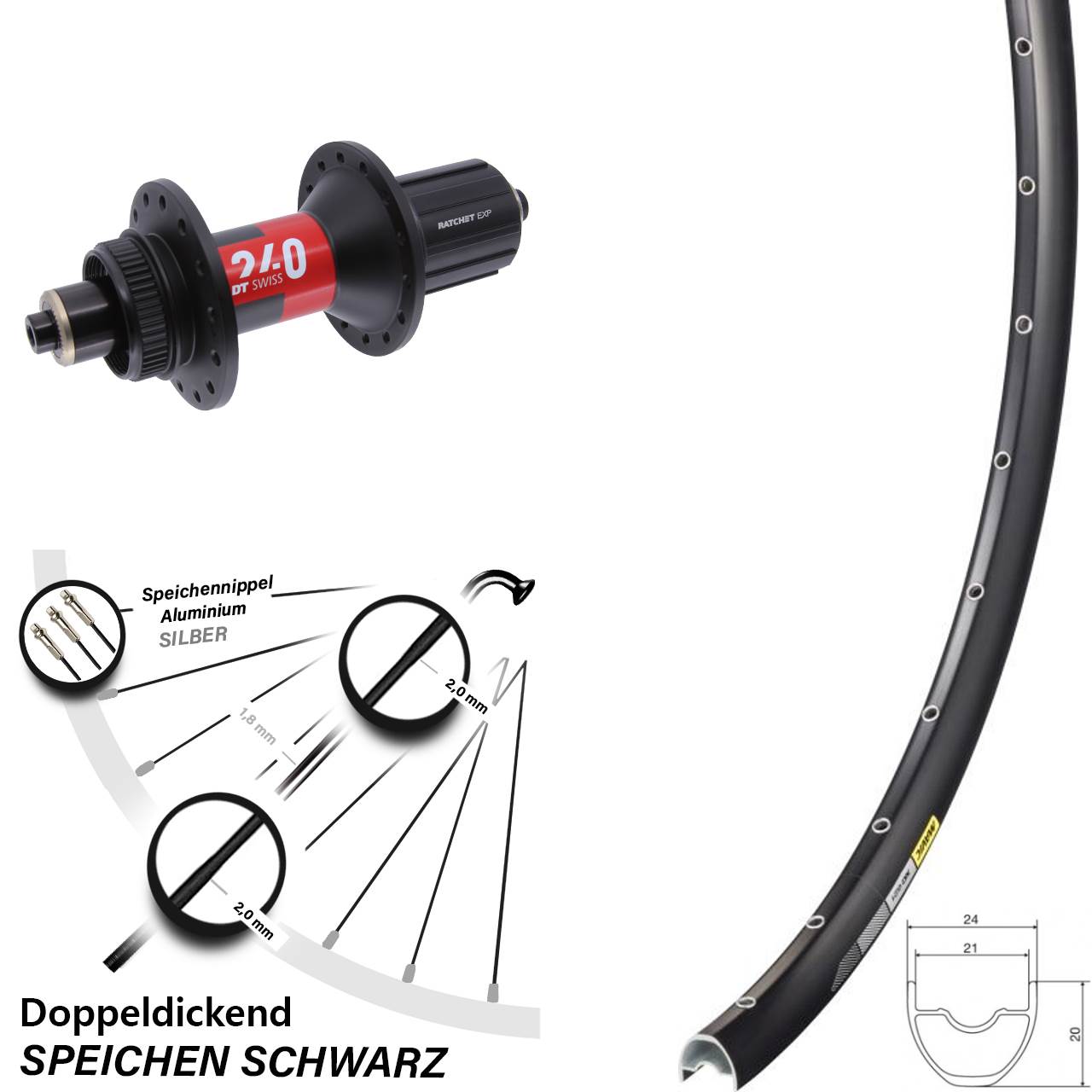 Mavic XC621 DT Swiss 240 28-29 Zoll Hinterrad Centerlock für Schnellspanner 11-12 fach HG