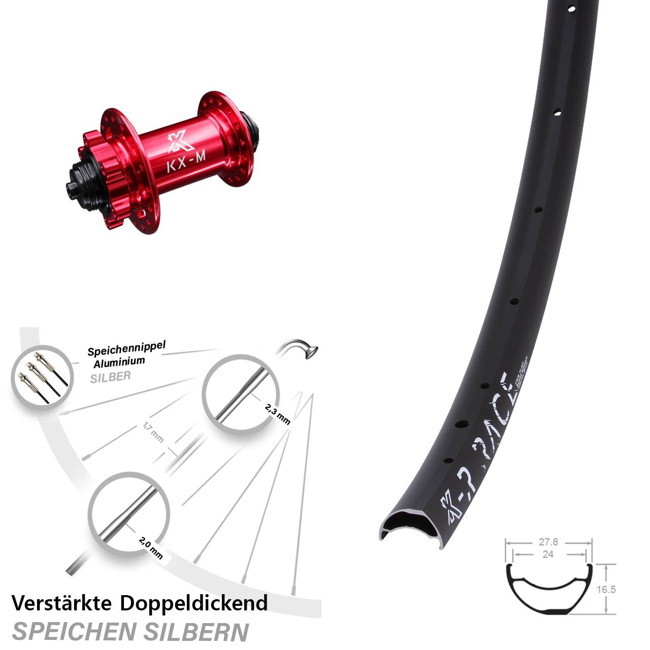 Disc Vorderrad 29 Zoll KX-MR Race rot QR