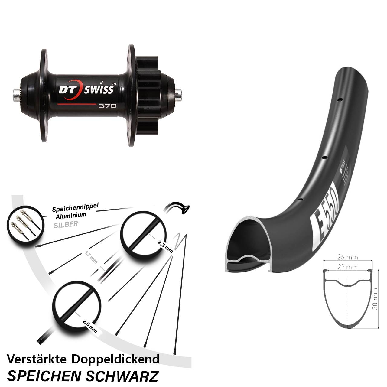 Disc Laufrad 28 Zoll E550 DT Swiss 370 QR