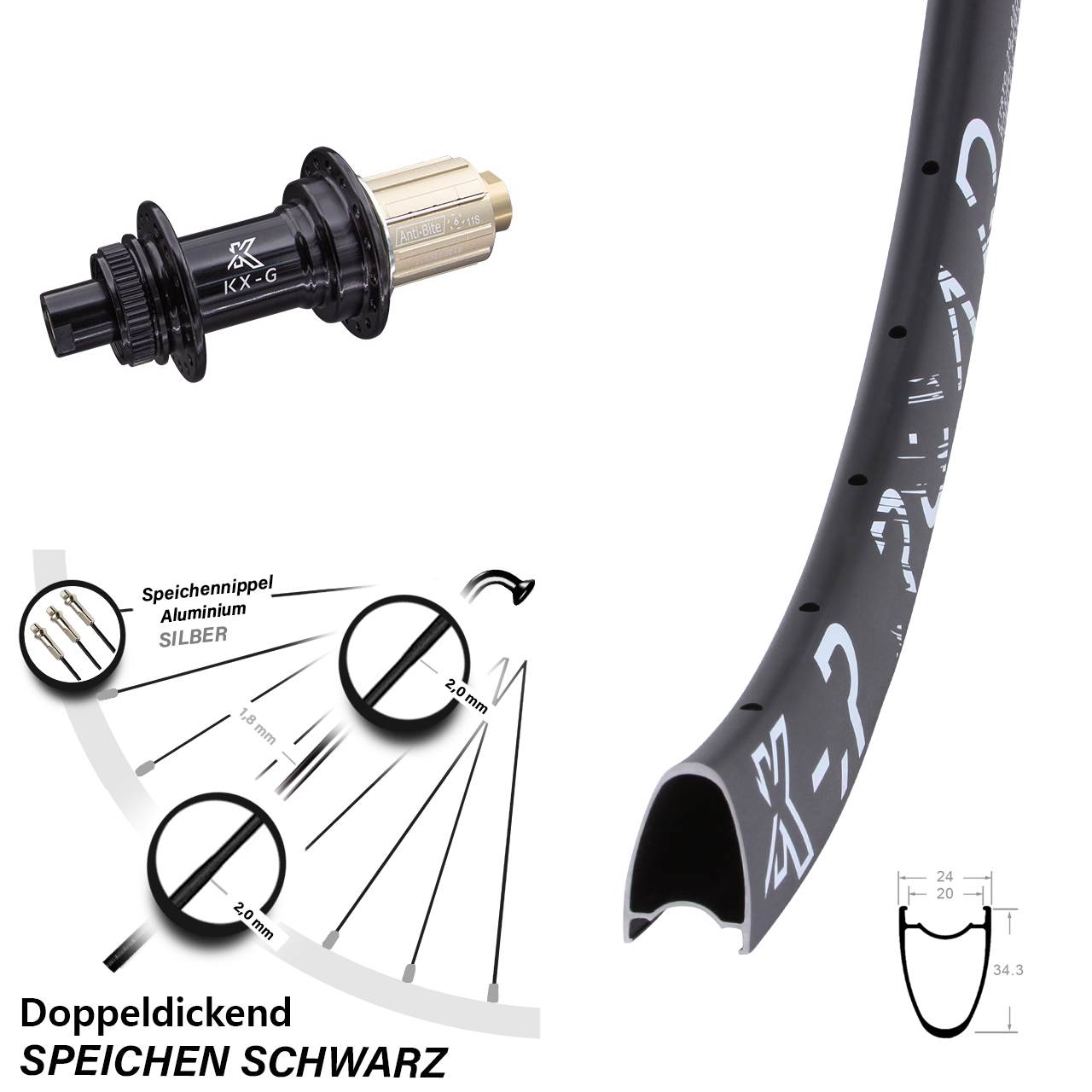 Hinterrad 28 Zoll R Road KX-G 8-12 fach 12x142