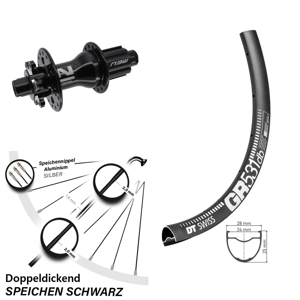 DT Swiss GR531 Novatec Superlight 28-29 Zoll Hinterrad 6-Loch 12x142 Campa N3W