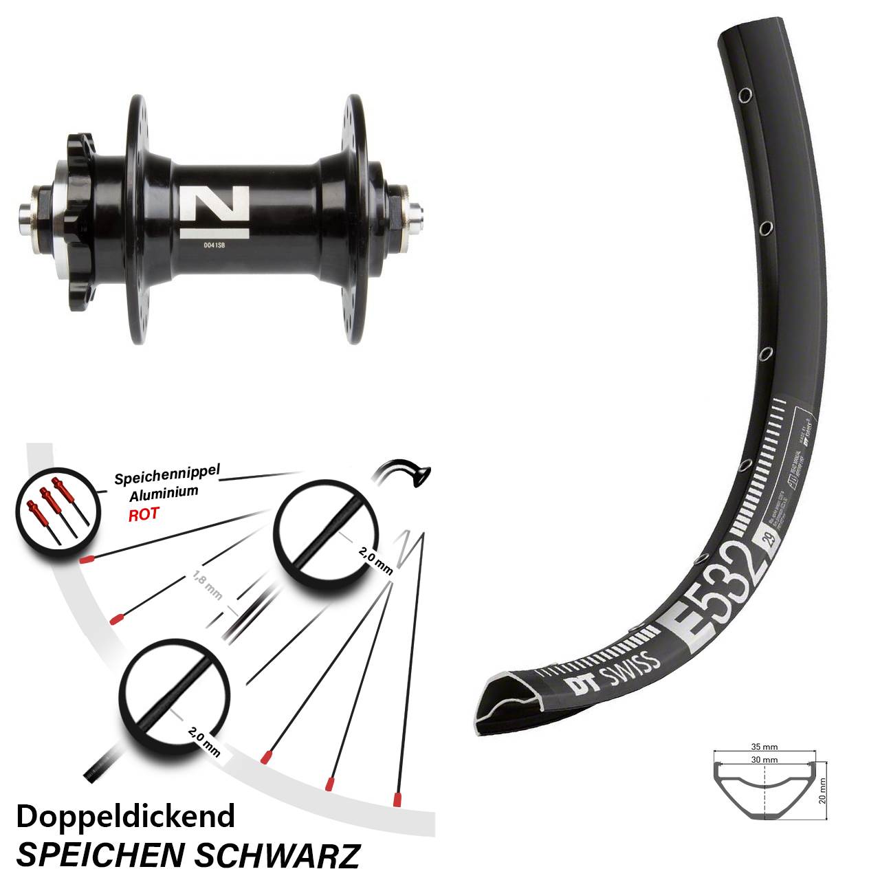 Disc Laufrad QR 27,5 Zoll DT Swiss E 532 Novatec D-041