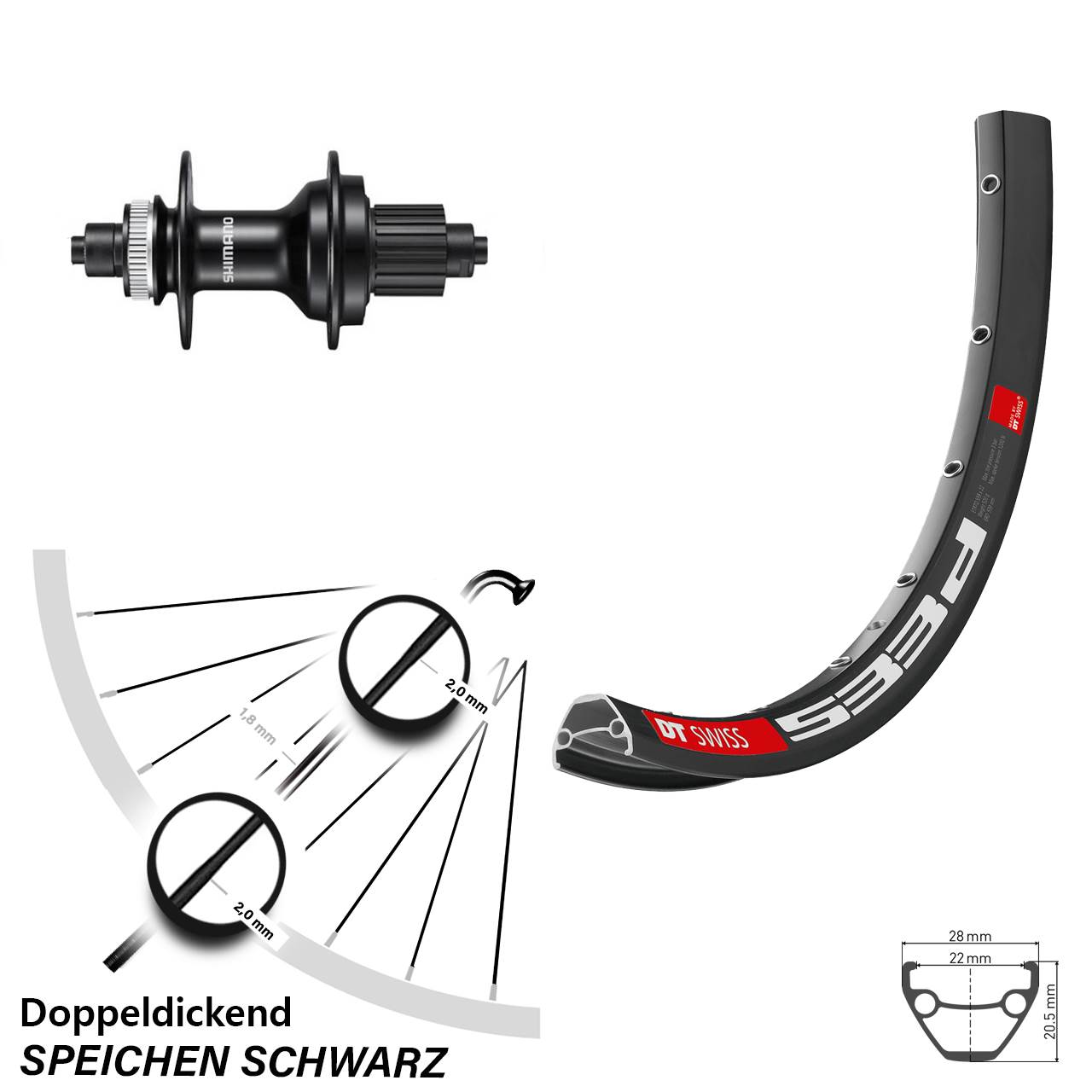 DT Swiss 533 D Shimano FH-MT500 650B Disc Laufrad QR Micro Spline