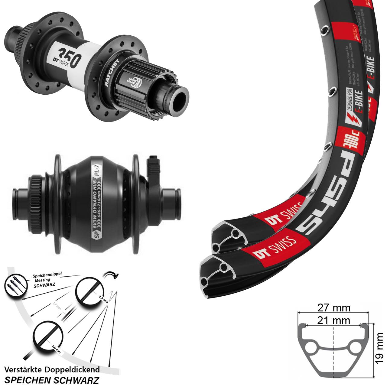 28 Zoll DT Swiss 350 SP PL-7 Micro Spline Centerlock Laufradsatz 12x100/142