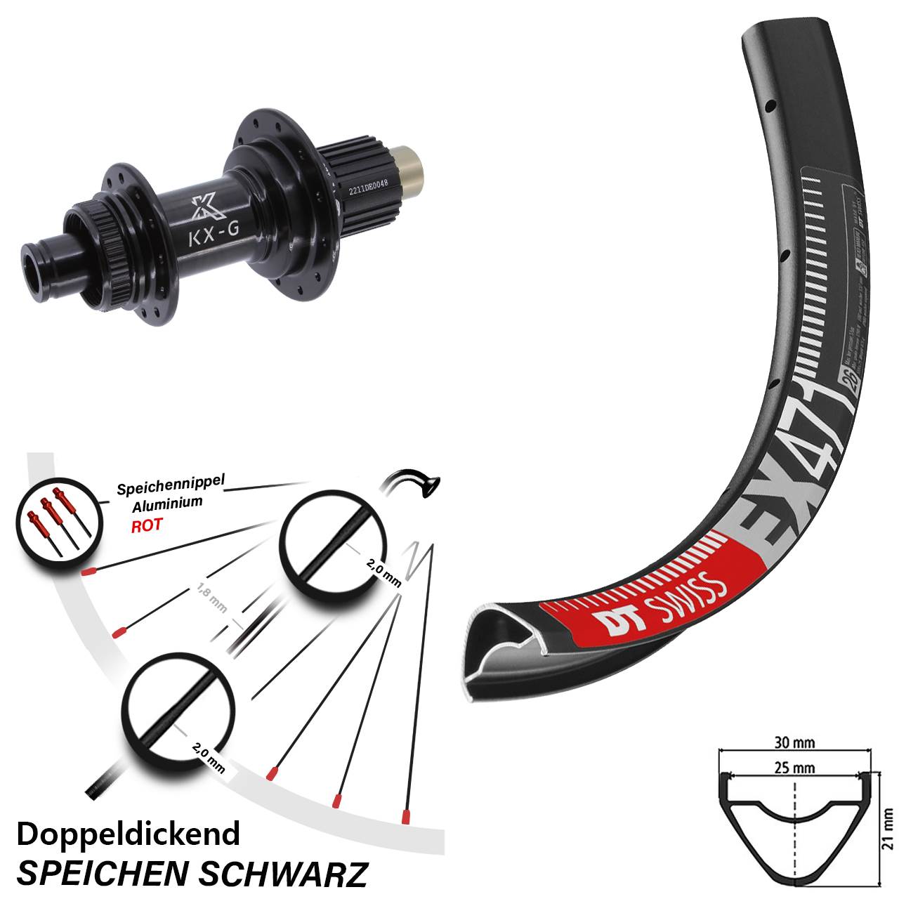 27,5 Zoll DT Swiss EX 471 Hinterrad KX-G Micro Spline 12x142