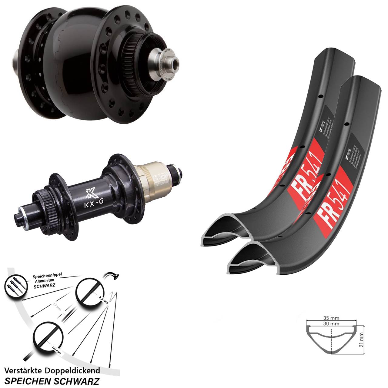Disc Laufradsatz für Schnellspanner 29 Zoll DT Swiss FR 541 KX-G SON 28 SRAM XDR
