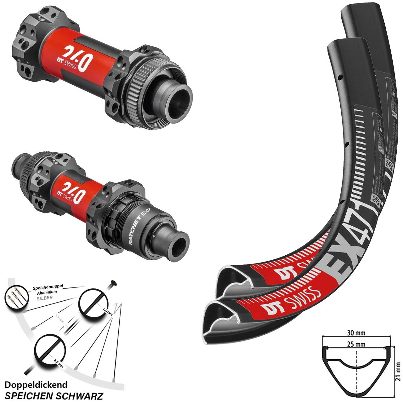 EX 471 DT Swiss Laufradsatz 240 EXP Centerlock Steckachse Straightpull Sram XD 27,5 Zoll