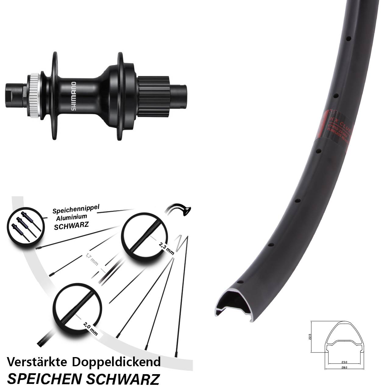 Disc Hinterrad 12x142 28 Zoll KX Clue Shimano FH-MT510 Micro Spline